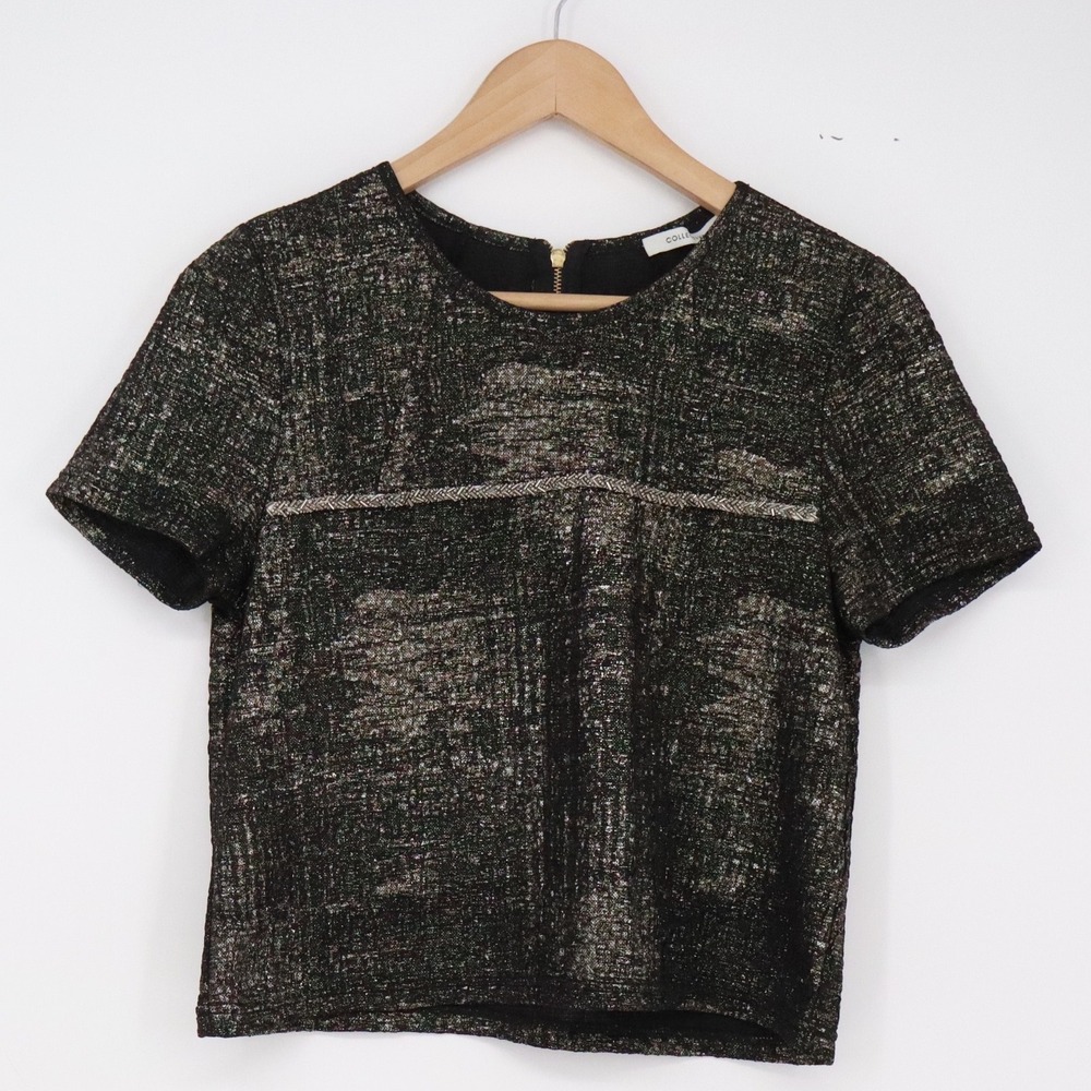 Collective Concepts Top Womens XS Black Metallic Beaded Excellent